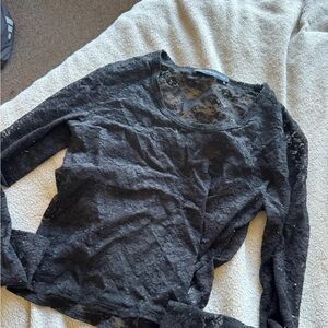 Brandy Melville Black Lace Long-Sleeve Top